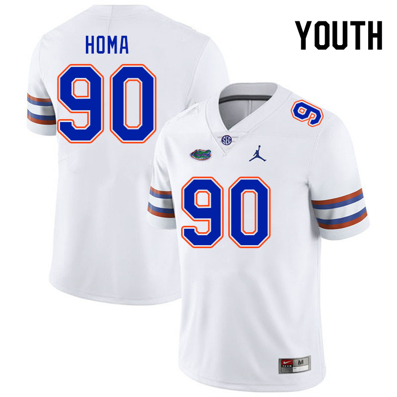 Youth #90 Connor Homa Florida Gators College Football Jerseys Stitched-White